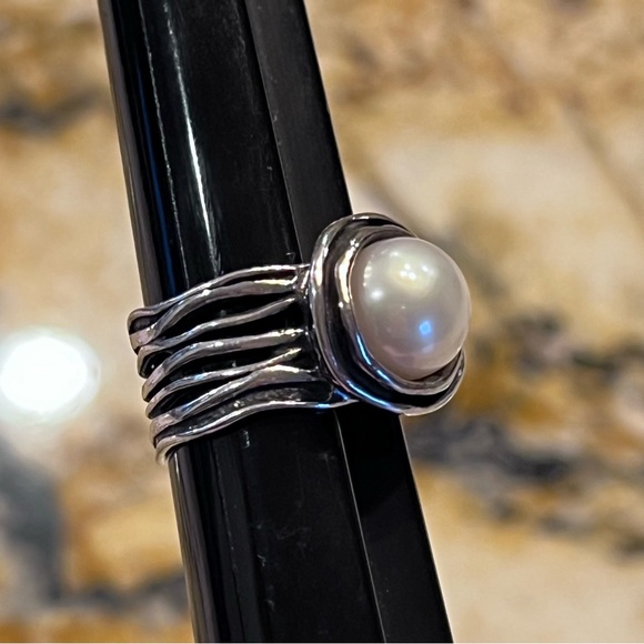⭐️ Israel Pearl Sterling Silver Ring Size 5.5/6 - Picture 5 of 14